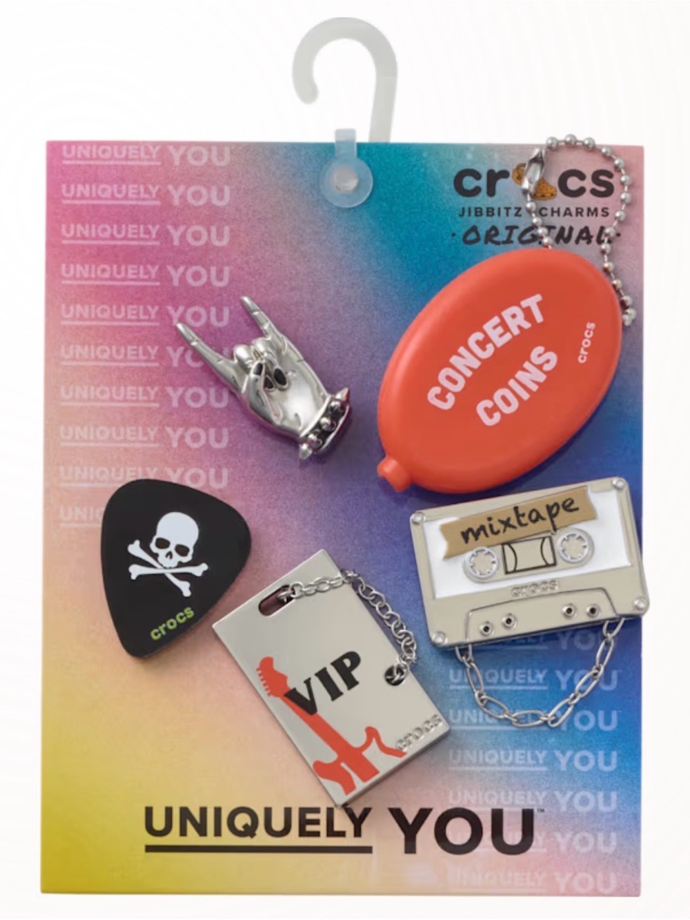 CROCS Jibbitz Charm Set — Orange, Black, Silver, Gold